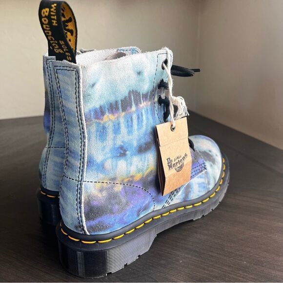 Dr. Martens Blue Tie-Dye Combat Boots - Picture 12 of 16